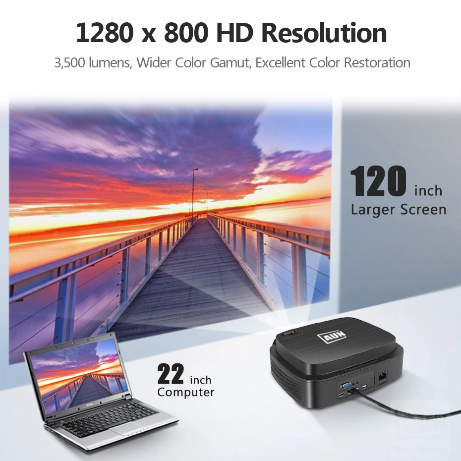 Светодиодный проектор 1280x720P для домашнего кинотеатра 1080P vedio Бесплатный подарок 3D