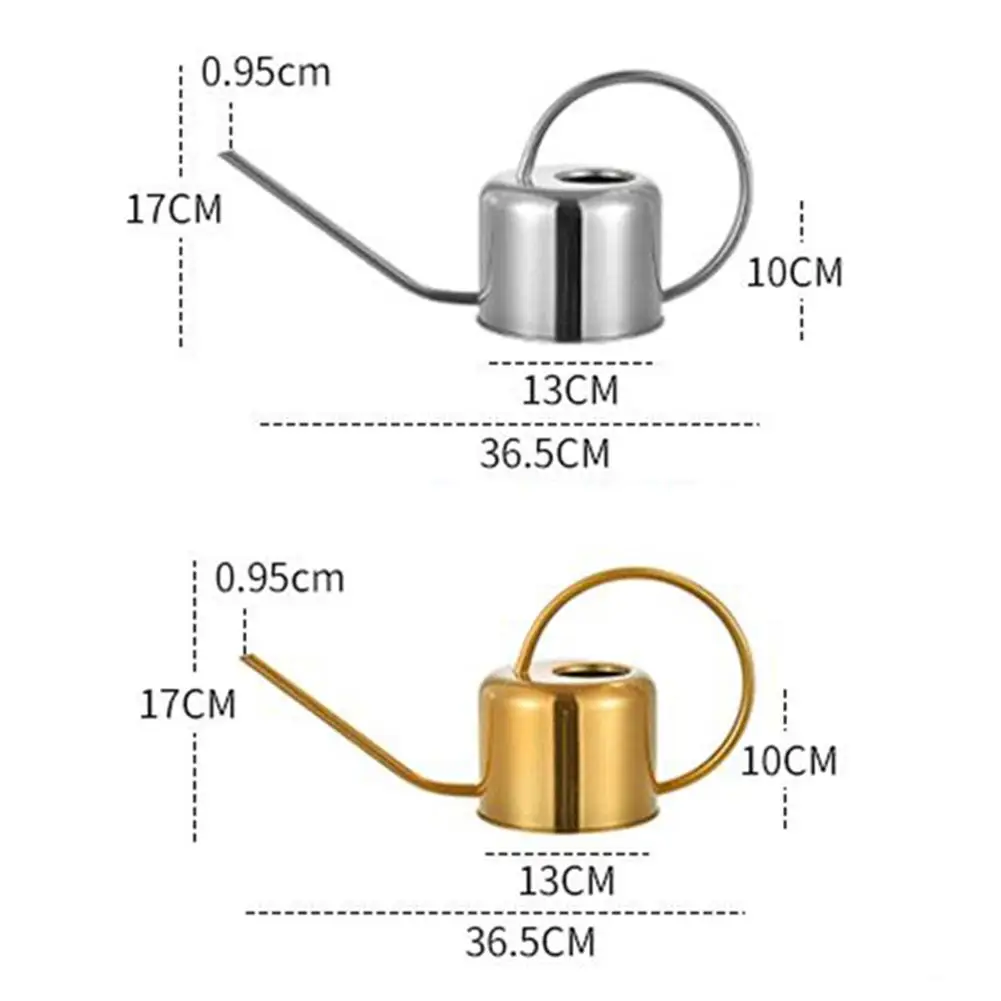 Gardening Watering Kettle Golden Stainless Steel 900ml Water Pot With Handle For Outdoor Long Can Planting Flower | Дом и сад