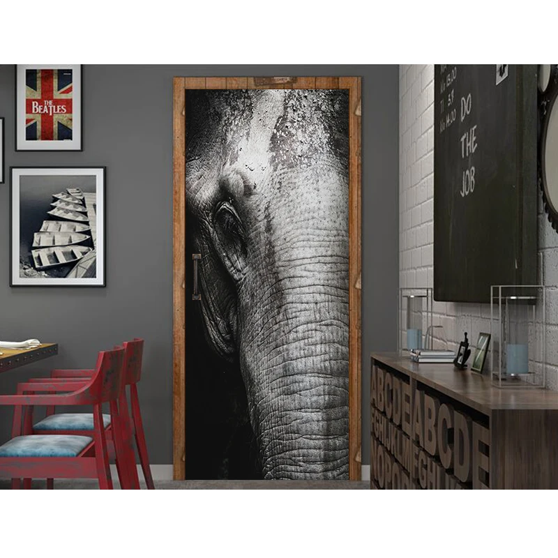 Объемные принты с изображением лица большого слона водостойкая наклейка на всю