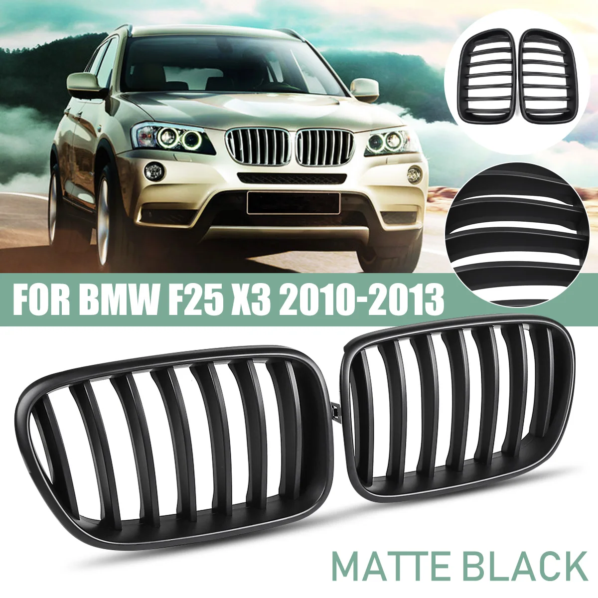 1 пара передних почек решетки матовый глянцевый черный M Цвет для BMW X3 F25 2011 2012 2013