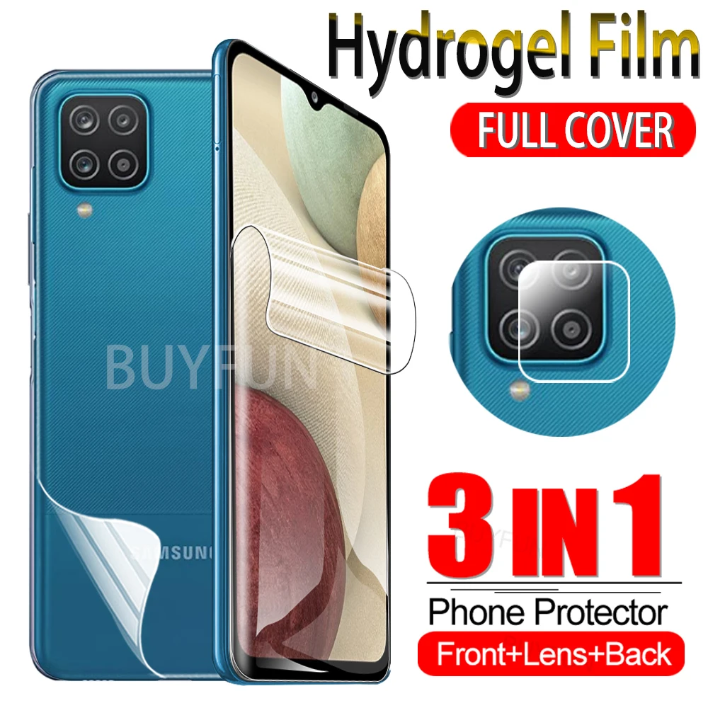 3 в 1 передняя + задняя пленка для камеры Samsung Galaxy A12 SM A125F Защитная экрана HD A 12