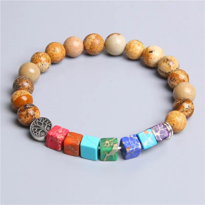 2 шт./лот Для мужчин естественную Императорский Jaspe камень браслет из бисера