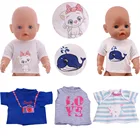 Кукольная футболка с мультяшным рисунком кошки для ребенка 43 см и 18-дюймовой девочки американская, одежда нашего поколения детские товары, игрушка для детей