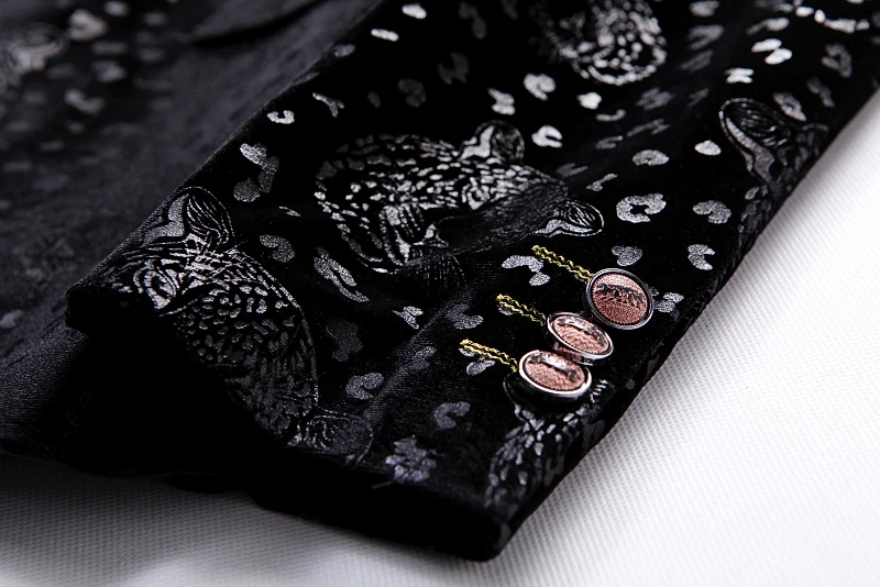 Мужской бархатный блейзер черный повседневный деловой с цветочным узором