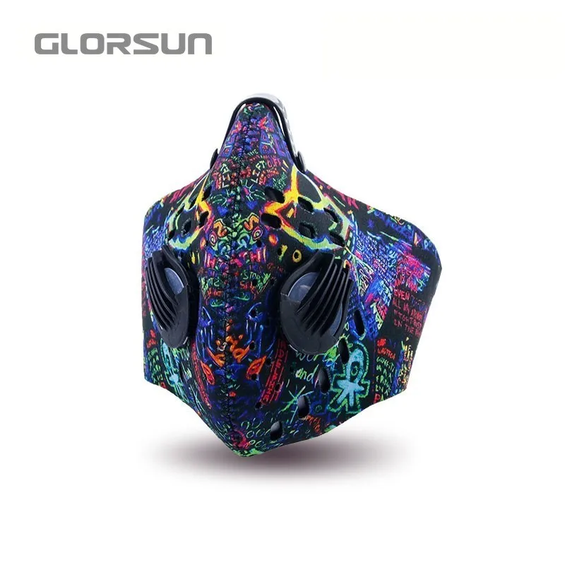 005E008 GLORSUN маска против пыли N99 неопрен n95 смога туман мотоцикл езда лицо рот черный на заказ n99 pm2.5 тренировочная Спортивная маска - Цвет: 005E008