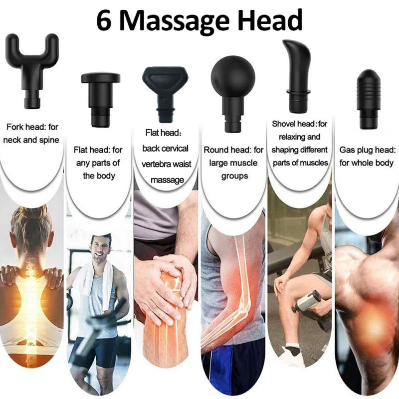 

High frequency vibration Muscle Massage Gun Sport Therapy Massager Body Relaxation Pain Relief Slimming Shaping Massager 6 Heads