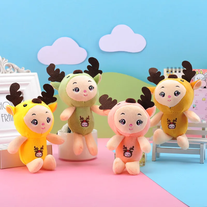 

Children Toy Fawn Doll Plush Key Chain Pendant Dress Knapsack Accessories Small Gift