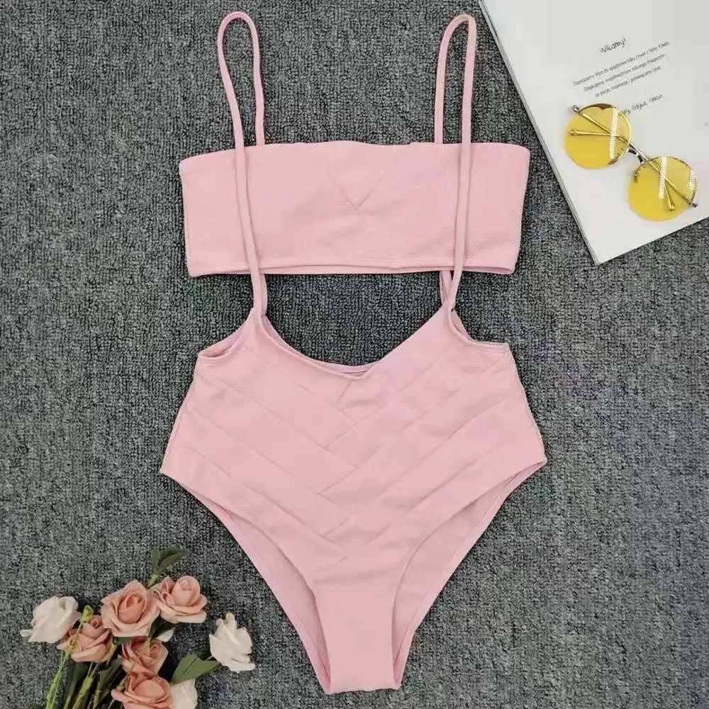 Пикантные 2020 бандо Высокая талия женский купальник бикини Для женщин из двух