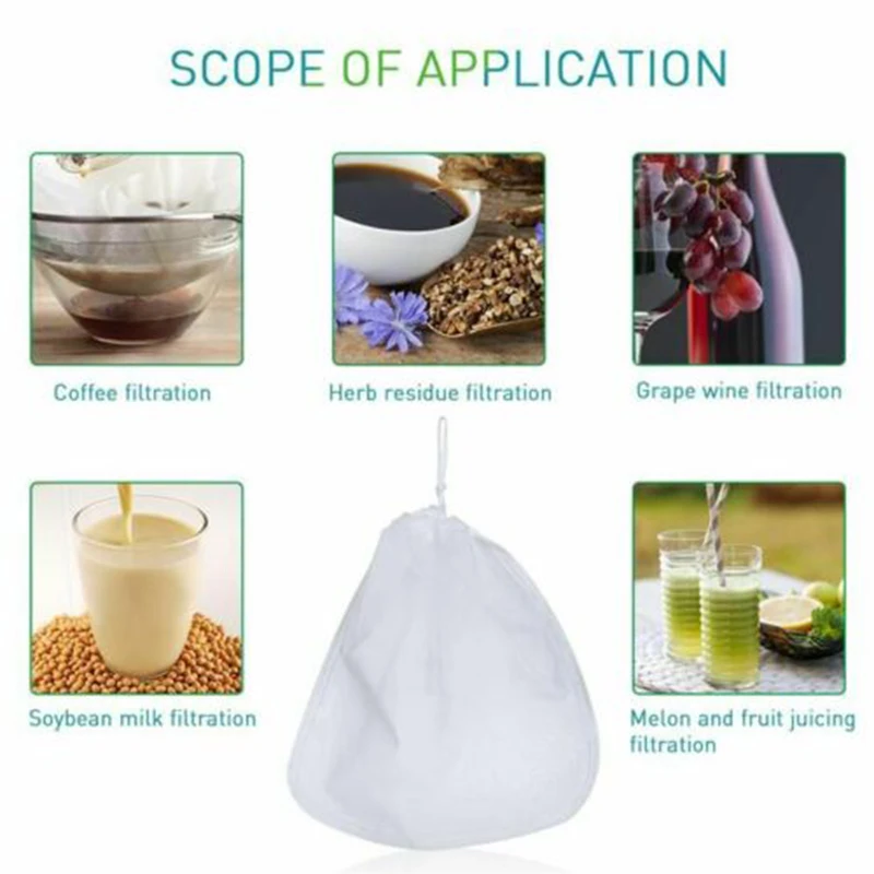 Beer Brewing Wine Filter Net Reusable Bag Tea Nuts Juice Milk Nylon | Дом и сад