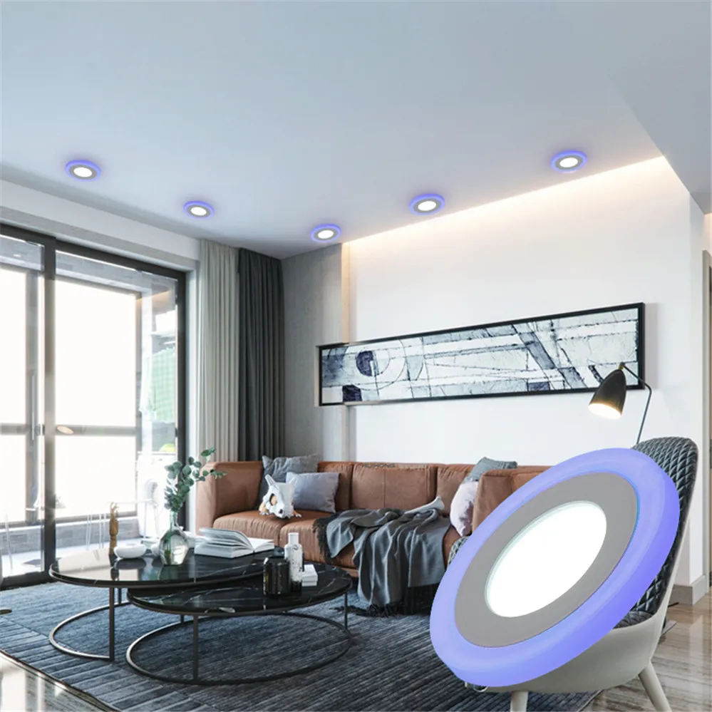 Platfond-Lámpara Led redonda moderna con borde Rgb, 3W, Lámpara empotrada de ambiente para pasillo del Hotel, accesorio colorido creativo de tercera marcha