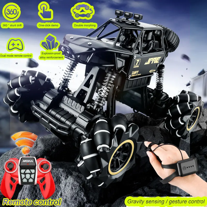1:16 4WD Oversized Charging New Gravity Sensor Watch RC Car High Speed Off-road Vehicle Alloy Wireless Remote Control Boys Toys | Игрушки и
