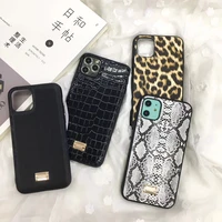 3d leather flower leopard snake crocodile metal label case for iphone 13 12 11 pro x xr xs max 8 plus luxury hard plastic cover
