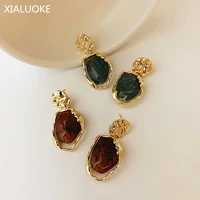 xialuoke s925 needle hyperbole geometrical irregular resin earrings pendants fashion vintage elegant dangle earrings for women