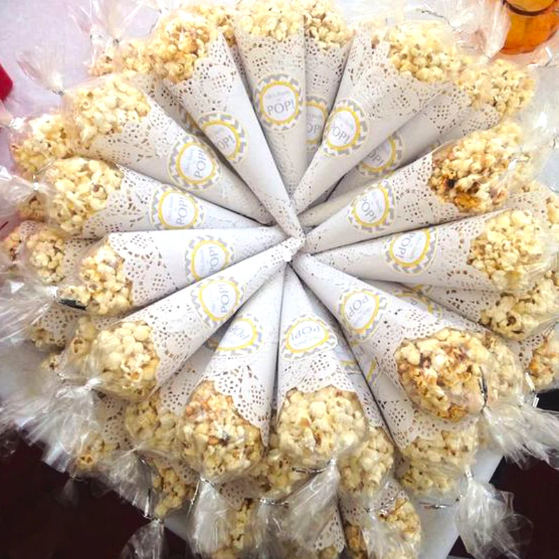 Круглая бумага с цветком для свадебного стола 200 шт. украшение печенья пакеты