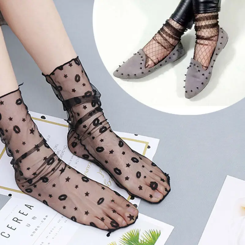 Новинка 2019 модные женские прозрачные блестящие сетчатые Чулочные изделия до