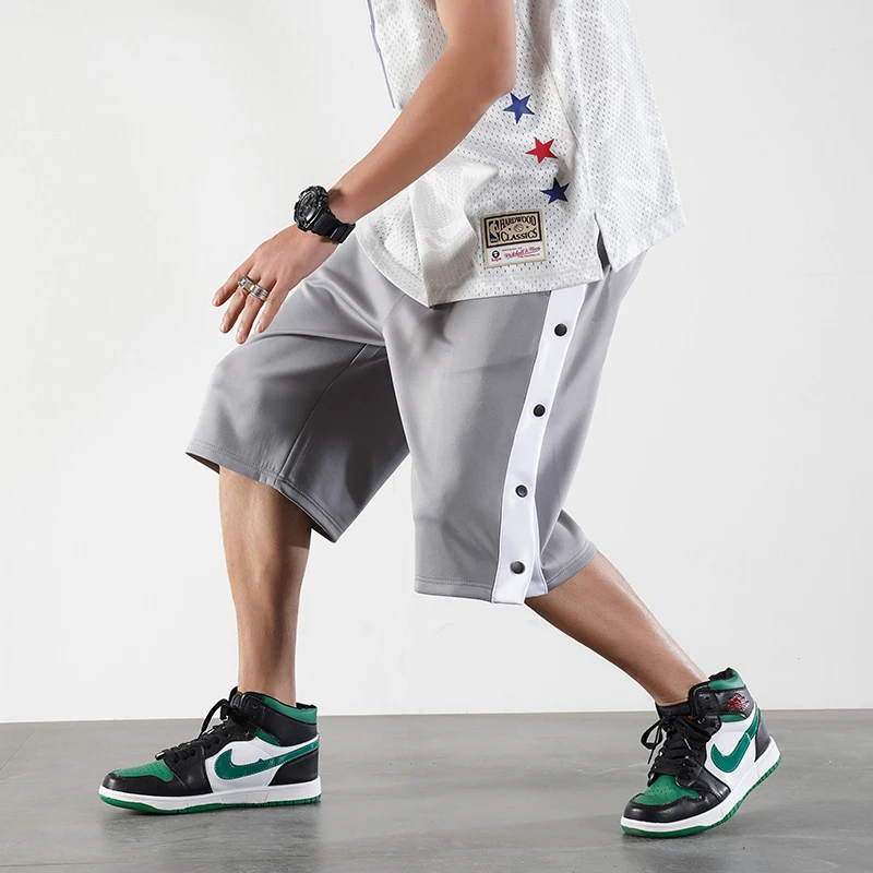 

Korean Version Japanese Side Breasted Shorts Men'S Summer Loose Sports Pants Boys' Casual 5-Point Over Knee Basketball Trousers
