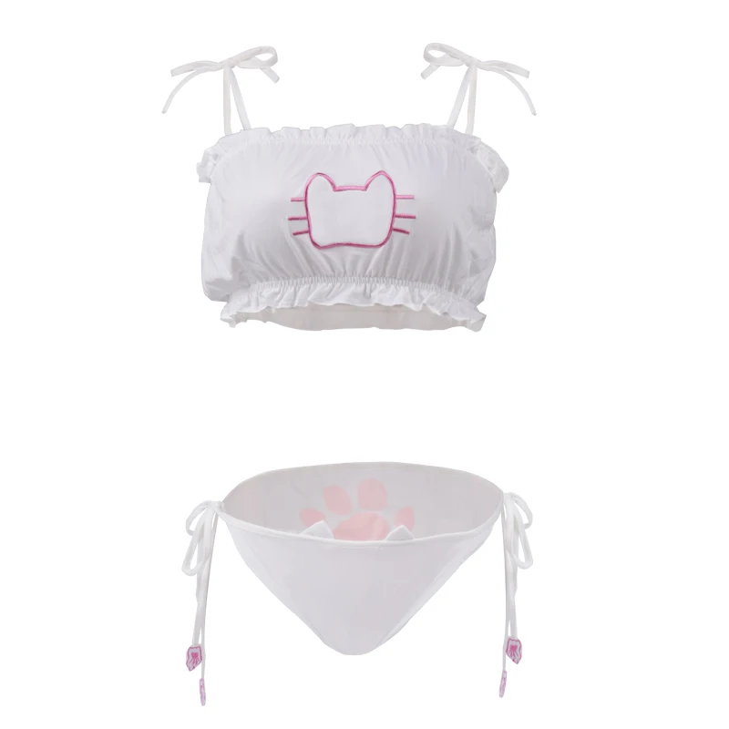 Комплект сексуального нижнего белья студенческие ажурные трусики на бретельках