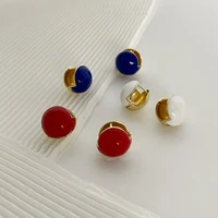 u magical temperament simple circle beans red blue white stud earrings for women multi designs enamel metal earrings jewelry