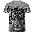 Однотонная Повседневная футболка в стиле Харадзюку С 3D принтом для мужчин и женщин, забавная мягкая облегающая футболка с 3D-принтом льва, тигра