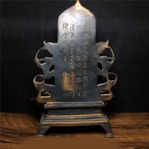 

wedding decoration 11" China old antique bronze gilt gold Shakya Muni Amitabha Buddha statue