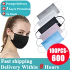 100-600 шт., одноразовые медицинские маски для лица, 3 слоя