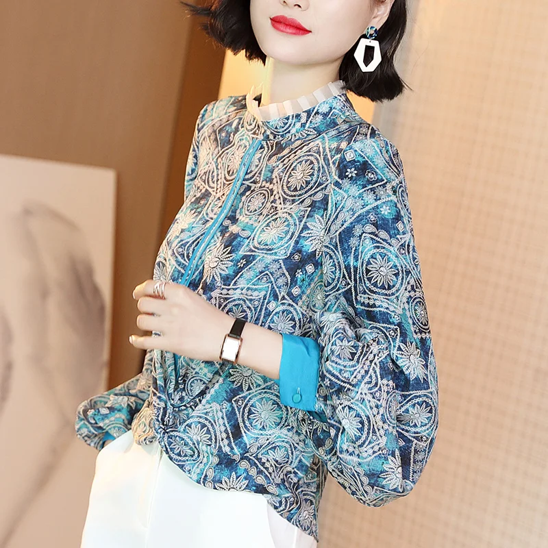 Blouse Women Real Silk Shirt Womens Tops and Blouses Korean Elegant Women Clothes Blusas Mujer De Moda 2020 S19CS1822 YY2951