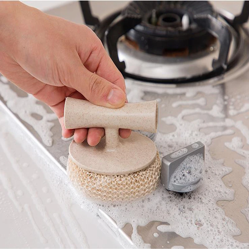 Бамбуковая щетка для кастрюль ПП короткая ручка ручная съемная чистки предметы