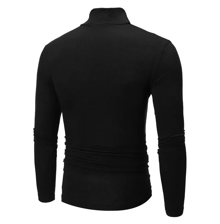 Мужской свитер с длинным рукавом однотонный вязаный теплый пуловер высоким