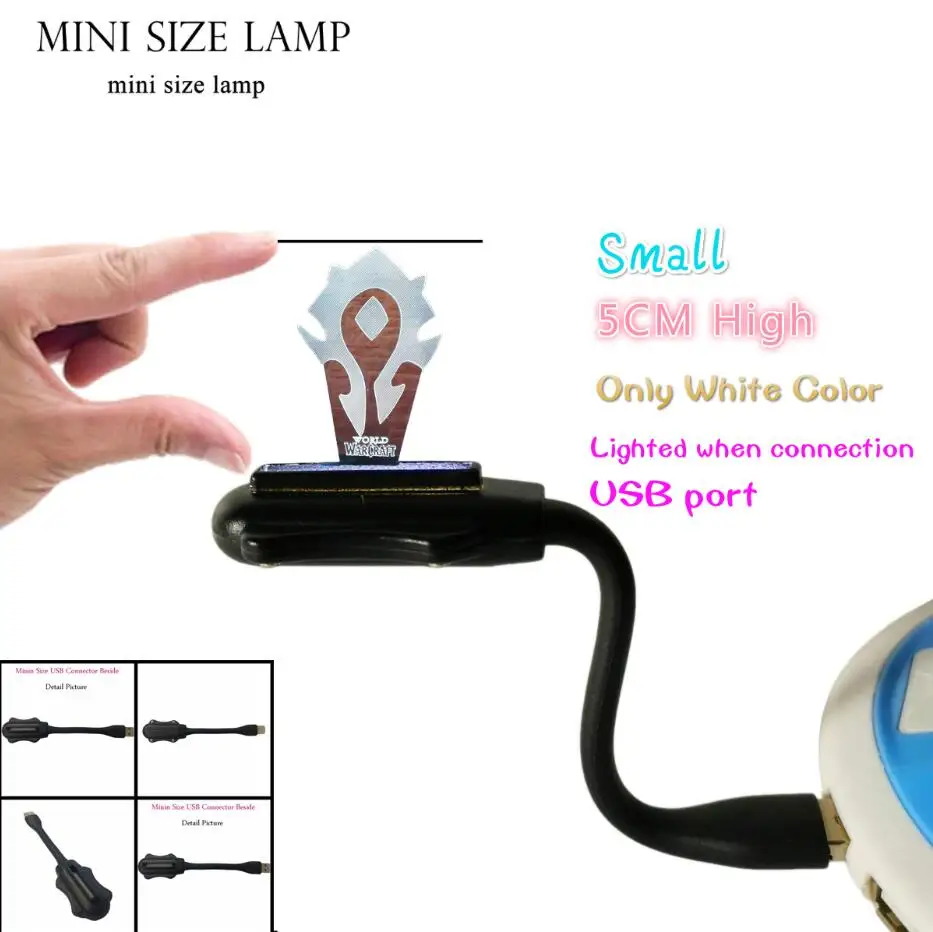 Small USB Lamp 50mm World Of Warcraft лампа-Movie Wow Орда и союз племенные знаки-7 цветов Изменение ночной Светильник для детей рождественские день рождения подарки - Испускаемый цвет: Small USB Lamp 50mm