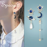 special retro high cool temperament earrings show face thin earrings lining skin earrings star and moon phase xi 2021 s1943h