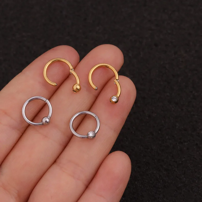 1piece 16G Stainless steel Hoop Hinged Segment Clicker Ring Cz Cartilage Helix Daith Earring Ear Nose septum Piercing Jewelry | Украшения и