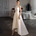 Элегантные свадебные платья а-силуэта до пола с круглым вырезом и открытой спиной, сексуальные Простые Свадебные платья белогоцвета слоновой кости последней версии 2020