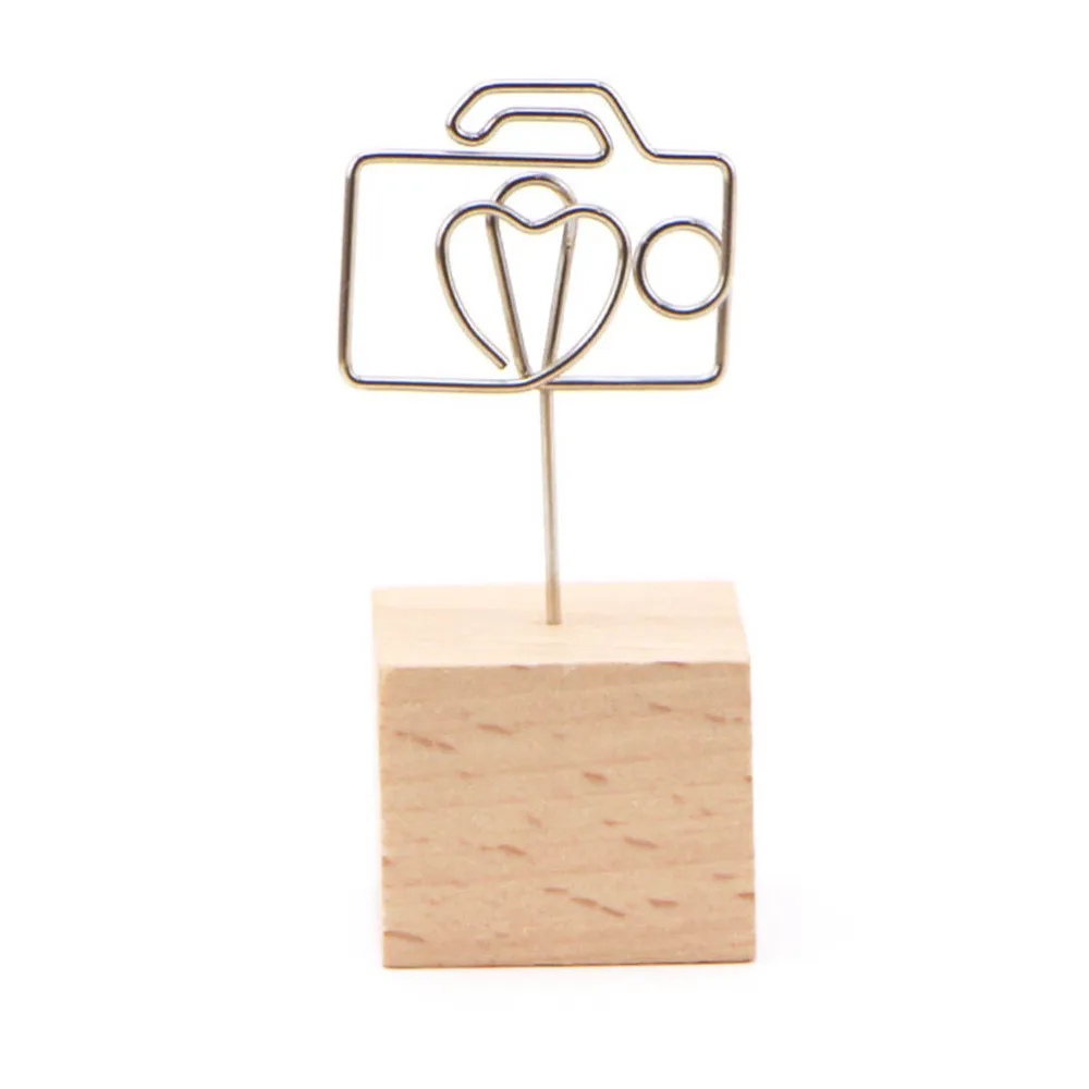 

8PCS Creative Simple Wooden Notes Folder Business Holder Wire Photo Message Clip
