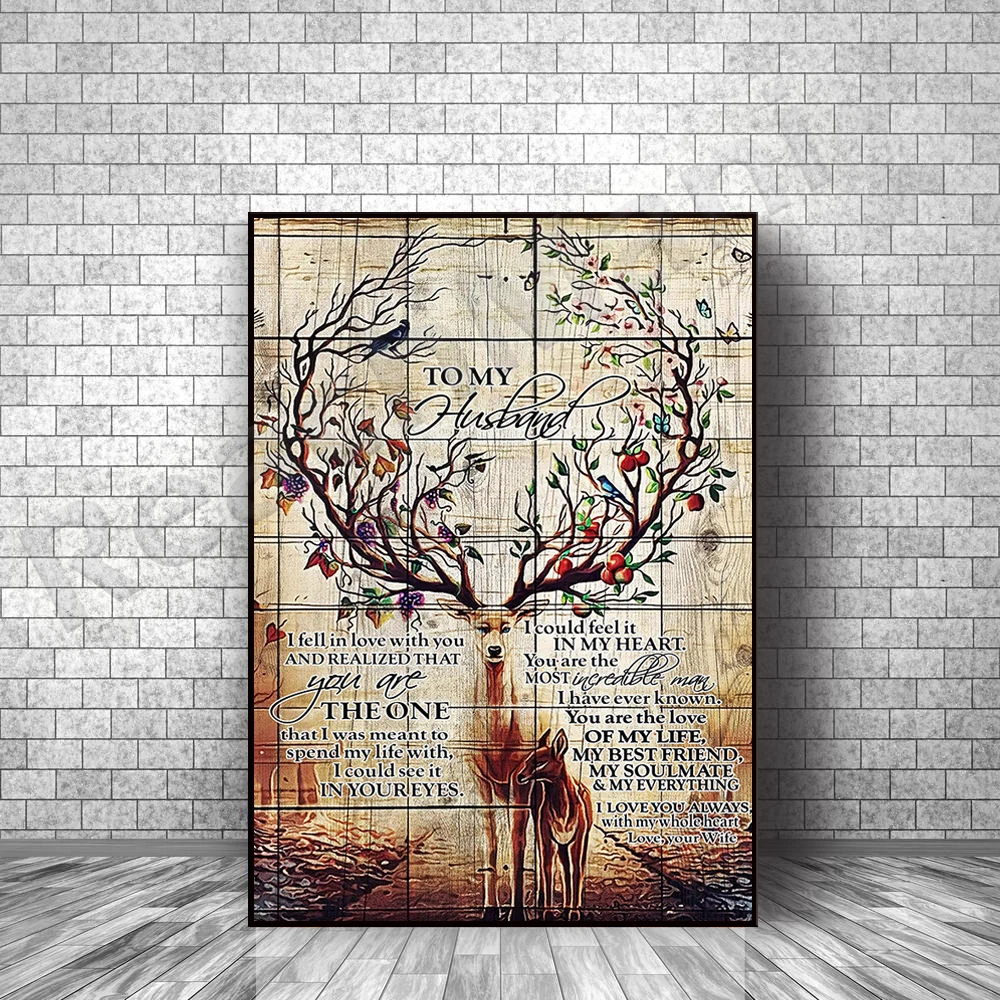 

To my husband from my wife I am in love with you reindeer frameless poster, the most iconic quote poster, home decoration art