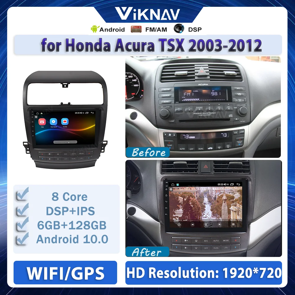 

Автомагнитола 2DIN для Honda Acura TSX 2003-2012, с сенсорным экраном, GPS-навигацией, Android, мультимедийным плеером