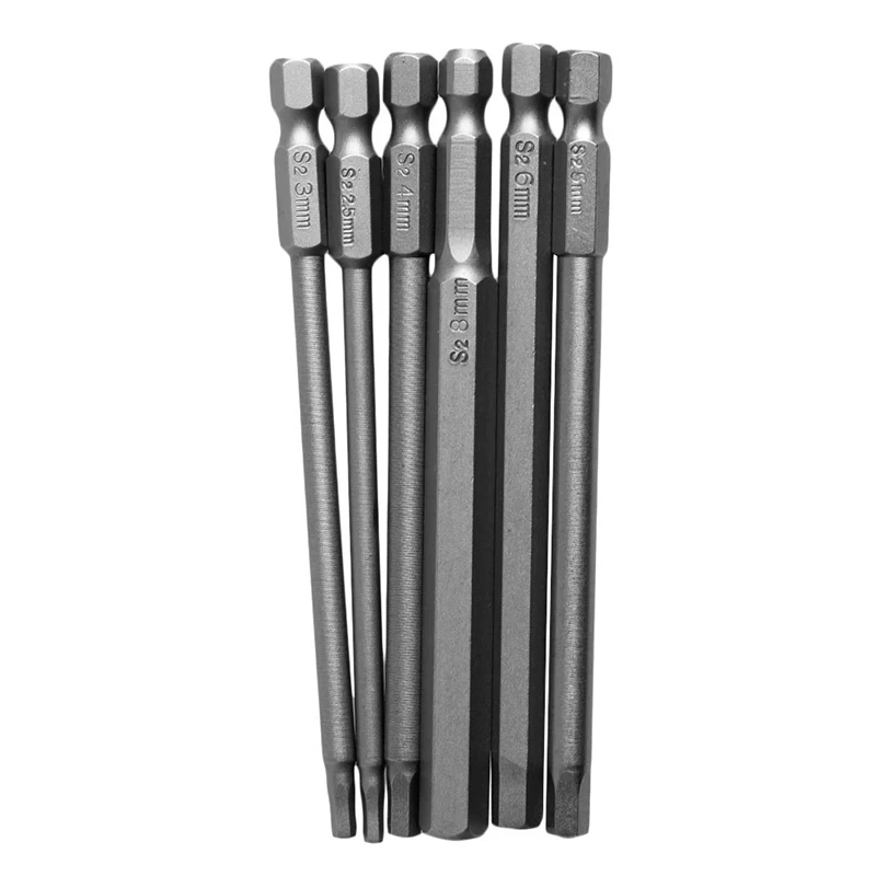 6Pcs/Set T2.5-T8 100mm Magnetic Torx Screwdriver Bits 1/4" Hex Shank | Инструменты