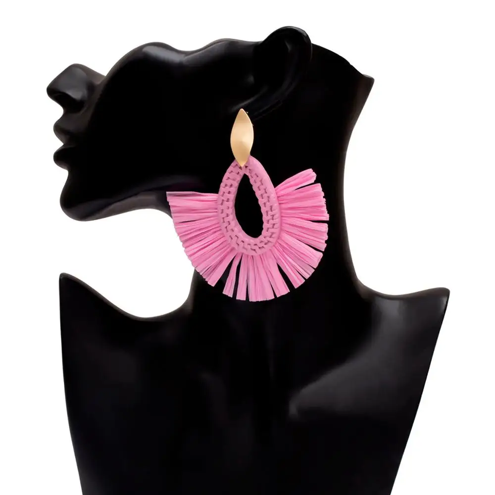 Горячие Богемские Серьги из Ротанга для Девочек, Ручной Работы Изделие из Рафии, Геометрические Круглые Женские Украшения, Фантазийные Подвески для Ушей, Орбеллены, Бринкос.