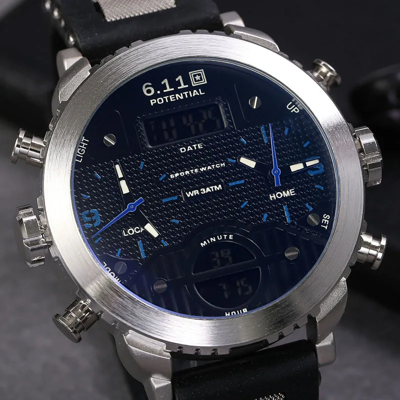 6 11 новые мужские многофункциональные двойной дисплей светодиодный цифровой
