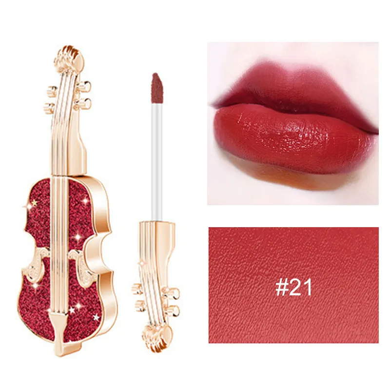 

Violin Lip Glaze Lipstick Moisturizing Waterproof Sweatproof Long-Lasting Nonstick Cup 5 Colors Show Complexion Lip Makeup 1Pcs