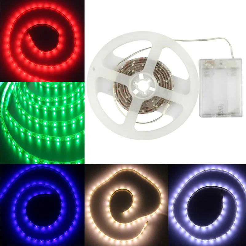 

Светодиодная гибкая лента SMD2835 для подсветки, питание от 3 батареек AA, 50 см, 1 м, 2 м, 3 м, 4 м, 5 м, белый/теплый белый свет