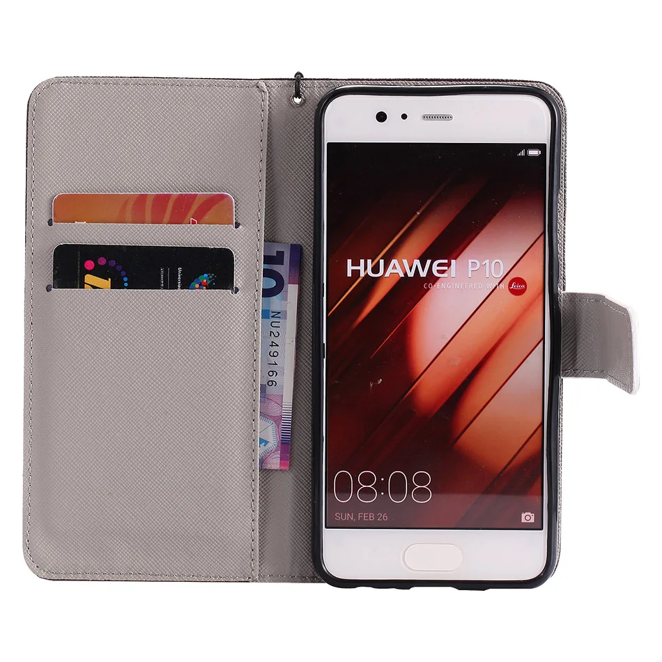 B128 кожаный чехол для Huawei P8 Lite P9 P10 P20 P30 Pro Коврики 9 10 20 X Honor 9 Lite подставка Funda с держатель для карт