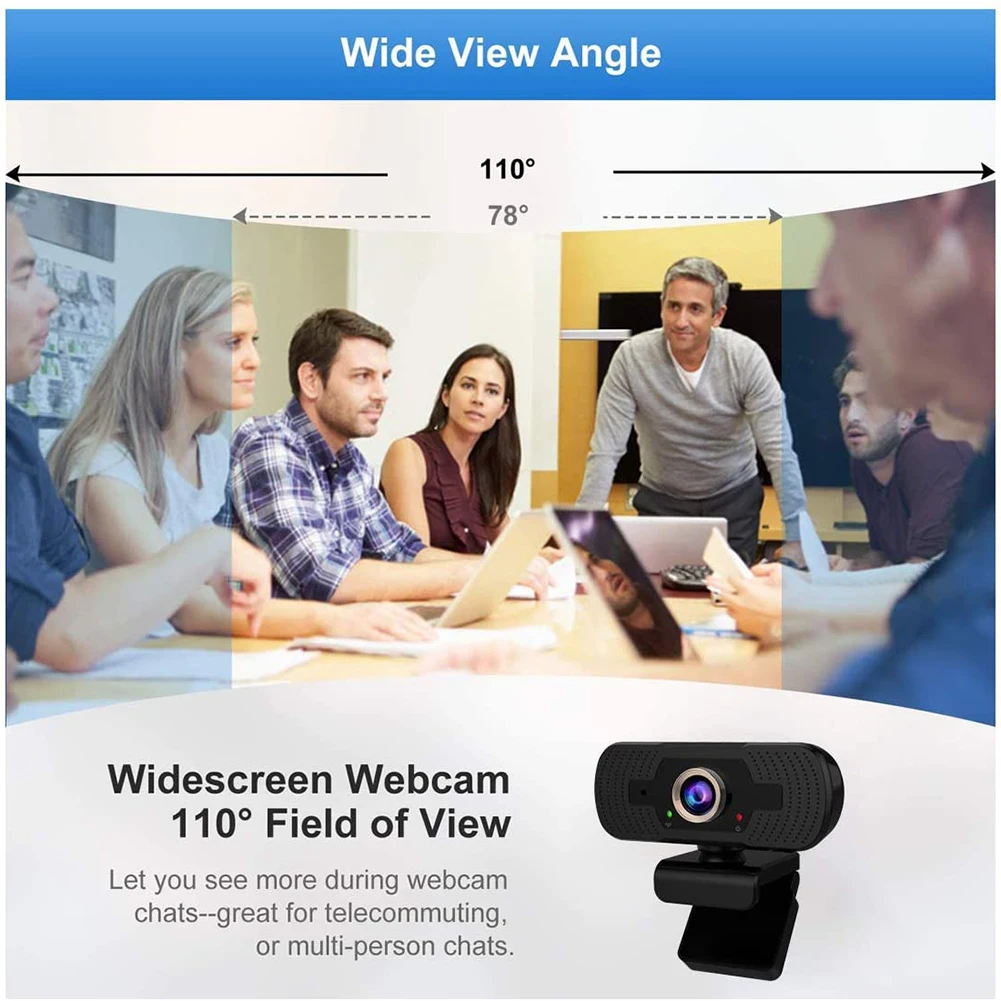 

Video Conference Live Streaming Web Camera with Microphone 1080P HD USB Webcam Widescreen Video Work Home Accessories
