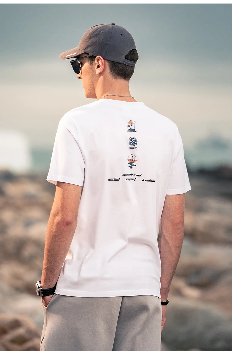 

2377 men new ins tide brand youth creative summer printing half-sleeved T-shirt