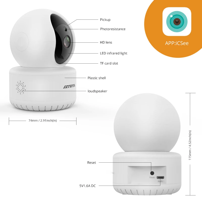 ATFMI HD720P облачная Беспроводная ip-камера ночного видения двухсторонняя аудио Домашняя безопасность CCTV сетевая камера с WiFi радионяня iCsee Onvif