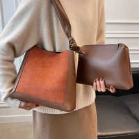 large classic shoulder bag female luxury soft nubuck leather composite bag big size design handbags womens trending shopper bag