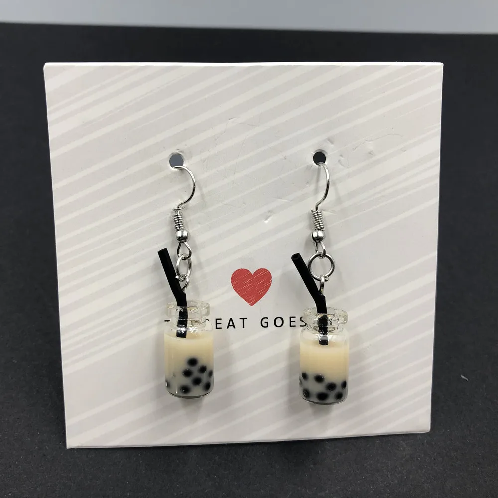 

2019 new arrivals Handmade Pearl milk tea coffee cup earrings for Korean Minimalist Women Gift Earrings Jewelry Wholesale