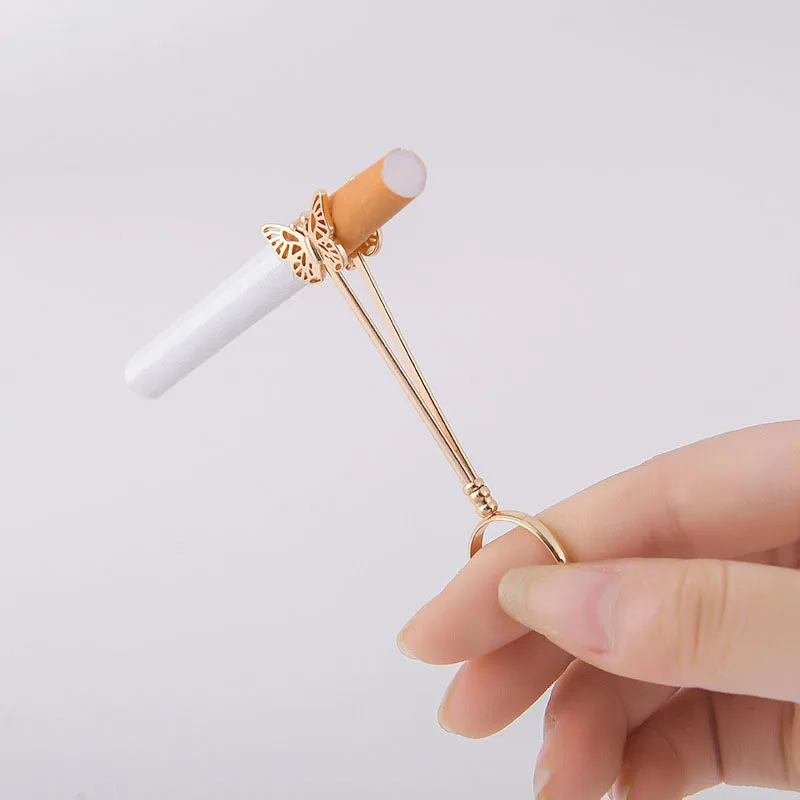 

Vintage Cigarette Holder Ring Rack Rose Gold Finger Clip Women Men Cigarettes Smoking Accessories Smoker Ring Gift