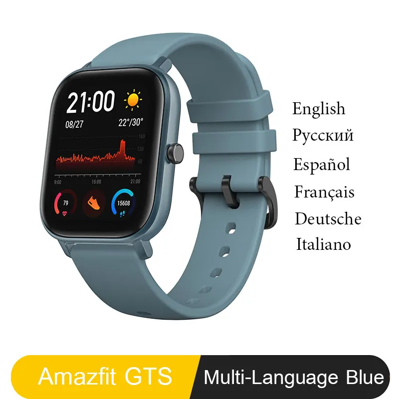 Новые Amazfit GTS глобальная версия Смарт часы Huami Открытый gps позиционирования бег сердечного ритма 5ATM водонепроницаемый смарт часы - Цвет: Glacier Blue