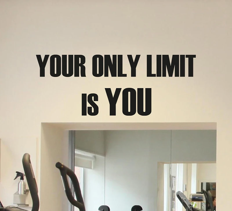 

WJWY Your Only Limit Is You Wall Sticker Motivational Home Decor Fitness Wall Decal Gym Wall Decoration Art Murals