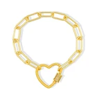 Женский золотистый браслет с фианитами, регулируемый браслет из меди с подвеской в виде сердца